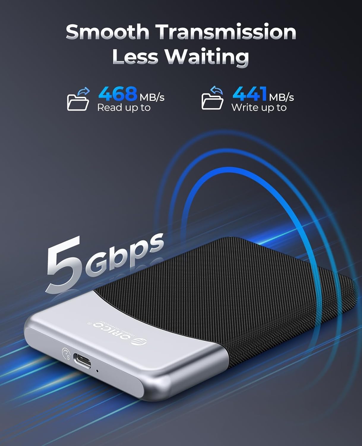 ORICO 512GB External SSD with 2 in 1 USB C Cable, Portable Solid State Drive USB 3.2 Gen 1 Up to 460MB/s, Dust and Drop Resistance, Reliable Storage for USB-C Smartphone, PC, Tablet, Labtop - M25PRO