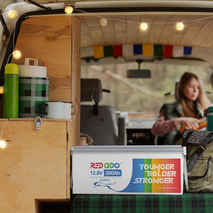 Redodo 12.8V 200Ah LiFePO4 Battery Lithium Battery with 100A BMS, 4000-15000 Deep Cycles & 10-Year Lifetime, Perfect for RV, Camping, Boats, Trolling Motor, Solar Home System, etc