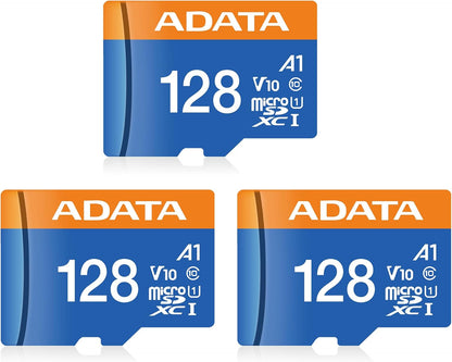 ADATA Premier 128GB 3-Pack MicroSDHC/SDXC UHS-I Class 10 V10 A1 Memory Card with Adapter Read up to 100 MB/s (128GB 3 Pack)