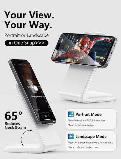 Mag.Safe Charger - iPhone Charger Stand, Magnetic Fast Wireless Charger for iPhone 16/15/14/13/12 Series - White