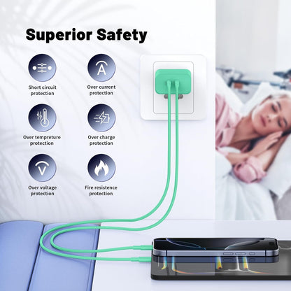 Super Fast Samsung Charger Type C,45W Dual Port USB C Fast Charger Block [2-Pack] & Extra Long 60W 3/6/6/10FT USB C Cable - PD Quick Charging 3.0 for Samsung Galaxy S25 Ultra/S24+/S23 iPhone 16