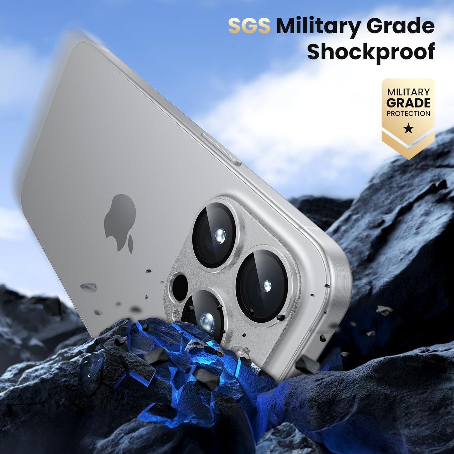 WSKEN for iPhone 16 Pro/iPhone 16 Pro Max Camera Lens Protector, [Military Grade Shatterproof] [Strong Adsorption] Metal Aluminum Alloy Tempered Glass Camera Screen Protector, Silver Titanium