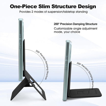 Phone Stand, Foldable Magnetic Phone Tripod, Angle Adjustment & Strong Magnets PU Leather Phone Stand, Compatible with All Smart Phone 16/15/14/13/12 (Black)