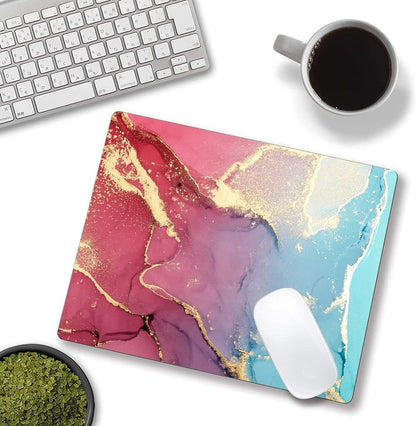 Mouse Pad, Cute Colorful Marble Mouse Pads with Design, Square Washable Cloth Personalized Mouse Mat, Gaming Office Home Non-Slip Rubber Base Computer Mousepad