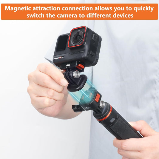 VRIG Mini Quick Release Base Mount for Action Camera, Magnetic Tripod Mount Adapter Compatible with DJI OSMO Action 5Pro/4/3,Go-Pro Hero 13/12/11/10, Akaso, Insta360 (Magnetic Accessories)