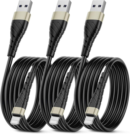 OIITH MFi Certified for iPhone Charger Cable 3 Pack 6 Ft, Long for Lightning Charging Cord, Fast 2.4A for iPhone USB Cord Compatible with iPhone12/11/XS/Max/XR/X/8/8P/7P/6/iPad - Gold