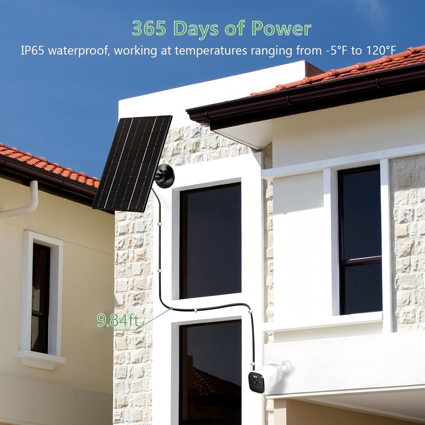 Zivif 4W Solar Panel for Security Camera, Solar Panel Charger with USB & USB-C Cable, Compatible with Rechargeable Battery Powered Cameras, 360° Adjustable Mount (2 Pack)