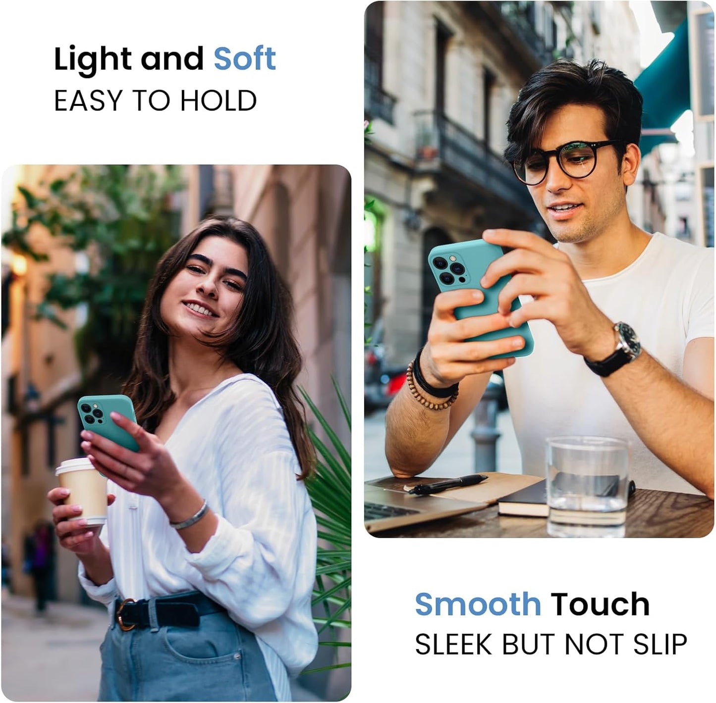 FireNova for iPhone 14 Pro Case, Silicone Upgraded [Camera Protection] Phone Case with [2 Screen Protectors], Soft Anti-Scratch Microfiber Lining Inside, 6.1 inch, Sea Blue