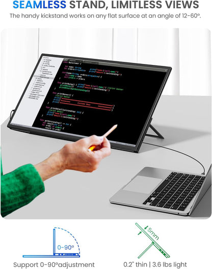 UPERFECT 21.5” 120HZ Portable Monitor w/Kickstand & VESA, Large Portable Gaming Monitor with HDMI Type C, External Dispaly for Laptops, Steamdeck, MacBook, Phones, Mini PC
