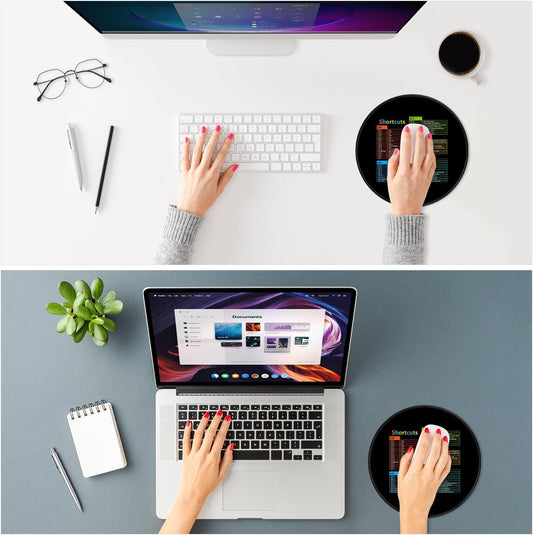 ITNRSIIET Mouse Pad Non-Slip Rubber Base Smooth Surface Stitched Edges Waterproof Durable Compatible with All Mice for Office & Gaming, Desk Accessory, Diameter 8.7 inch, WinShortcuts