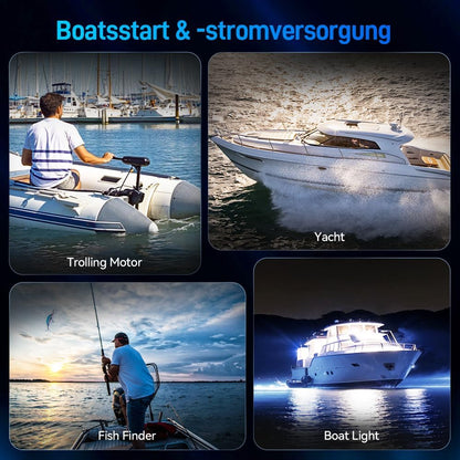 12V 100Ah Dual Purpose Marine Cranking LiFePO4 Lithium Battery Bluetooth 1200CCA / 1500MCA, Starting Lithium Batterys with Self-Heating, Built-in 200A BMS, Perfect for Trolling Motor, Boat