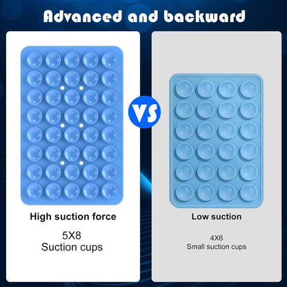 2PACK Silicone Double Sided Suction Phone Case Mount, Detachable Hands Free & Strong Grip Holder for Selfies & Videos, Compatible iPhone Android (Blue, 2Pack 40 Suction Cups)