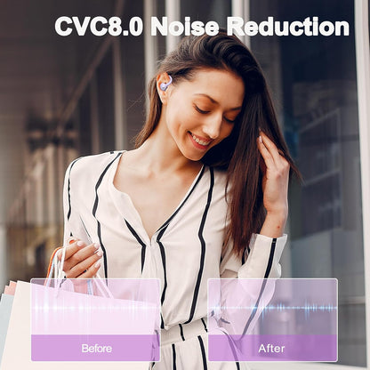 Wireless Earbuds Bluetooth 5.3 Headphones Sports, 48Hrs Playtime Bluetooth Earbuds with CVC 8.0 Mic, Stereo Bass Over Ear Bud with Earhooks, LED Display, IP7 Waterproof Earphon for Running Purple
