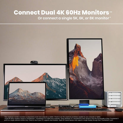 CalDigit Thunderbolt 4 Element Hub - 4X USB4 Ports, USB 3.2 Gen2 10Gb/s, Single 8K or Dual 4K Displays, 60W Charging, 0.8m Cable