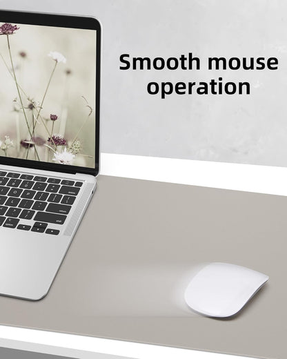 AFIING Leather Desk Pad Protector,55" x 17" Office Desk Mat, Large Mouse Pad, Non-Slip PU Leather Desk Blotter, Laptop Desk Pad, Waterproof Desk Writing Pad for Office and Home (Light Grey)