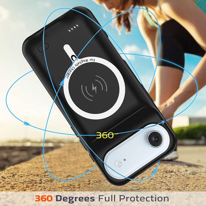 Battery Case for iPhone Air, Upgraded 12000mAh Rechargeable Portable Extended Battery Pack Supported Qi Wireless Charging Case Compatible with iPhone Air(6.5 inch) Charger Cover Power Bank (Black)