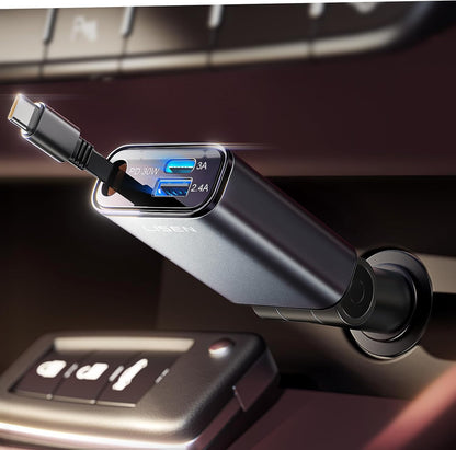 LISEN iPhone 16/15 Car Charger USB C Fast Charging Retractable,【60% Less Space,Mini】 57W Fast iPhone 16/15 USBC Type C Charger for 17 iPhone 16 15 Pro Max Plus，Samsung Galaxy S25/24 Z，Android