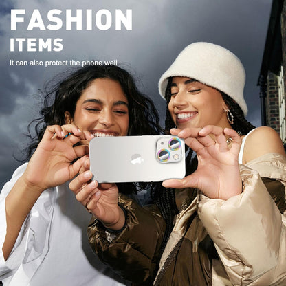 LucBuy 3PCS Sparkling Camera Lens Protector for iPhone 15/iPhone15 Plus, Full Clear Acrylic Cover with Shiny Colorful Glitter Designed Decoration Back Camera Protector