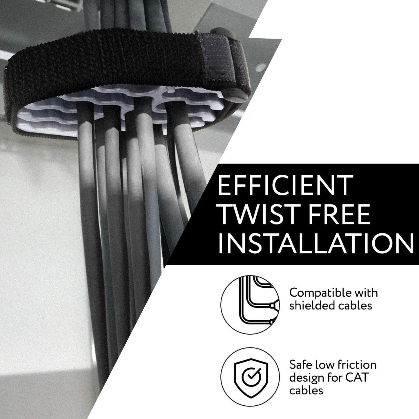 IMPRESA Cable Comb Organizer Kit - Includes 6 Straps & 6 Inserts - Cable Management Tool for Cat6a & Ethernet Wires - Neat Wire Organizer for Home or Network Setup