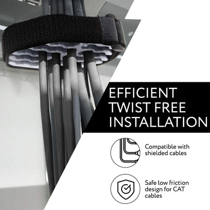 IMPRESA Cable Comb Organizer Kit - Includes 6 Straps & 6 Inserts - Cable Management Tool for Cat6a & Ethernet Wires - Neat Wire Organizer for Home or Network Setup