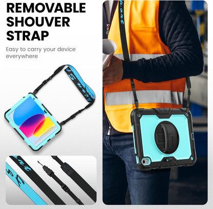 timecity for iPad (A16) 11th/ 10th Generation Case 11''/ 10.9 Inch (2025/2022) - Heavy Duty Protective Cover with Screen Protector, Stand, Shoulder Strap & Pencil Holder | Kids-Friendly - Light Blue