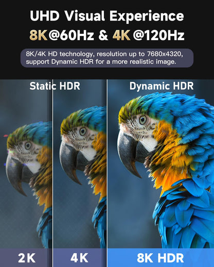 ARISKEEN 8K HDMI Cable 10FT 2-Pack, 48Gbps High Speed HDMI 2.1 Cable, 8K 60Hz, 4K 120Hz 144Hz Support for HDR 10, HDCP 2.2 2.3, eARC, DTS:X, Braided HDMI Cord Compatible with Laptop/HDTV - 10 Feet