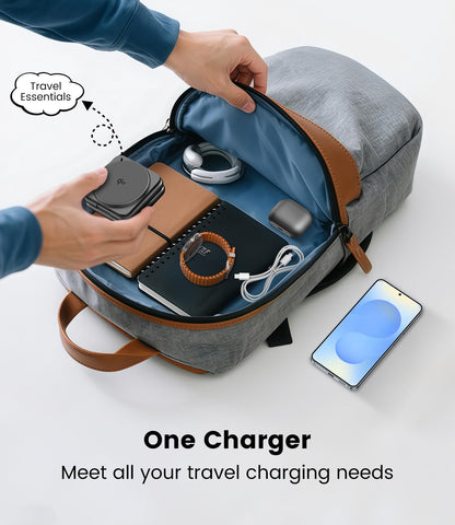 Qi2 Certified 3 in 1 Charging Station for Samsung, Aluminum Alloy Foldable 15W Wireless Charger for Galaxy S25 Series Z Flod 7, Fast Charger for Galaxy Watch Ultra, for Galaxy Buds