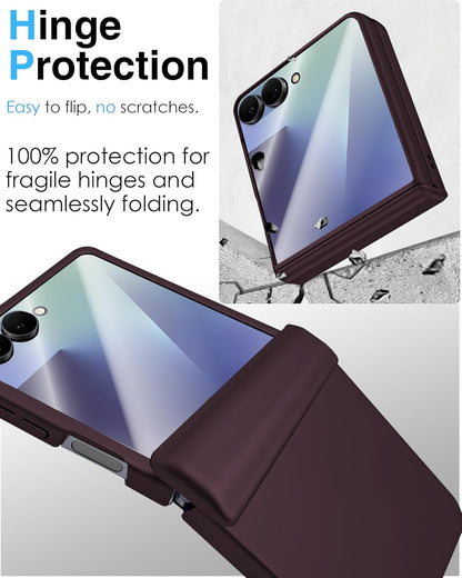 STORMTAL for Samsung Galaxy Z Flip 7 Case, Hinge Protection, Built-in Screen Protector, Wireless Charging, Shockproof, Slim Rugged Phone Protective Case for Galaxy Z Flip 7 Wine