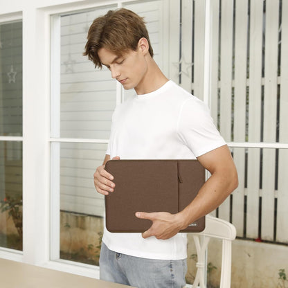 MOSISO Laptop Case 13.3 inch, 13-13.3 inch Laptop Sleeve Compatible with MacBook Air/Pro 13 / Pro 14, HP Dell ASUS Lenovo Notebook, Polyester Vertical Computer Sleeve Bag with Pocket, Light Brown