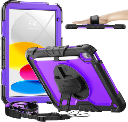 timecity for iPad (A16) 11th/ 10th Generation Case 11''/ 10.9 Inch (2025/2022) - Heavy Duty Protective Cover with Screen Protector, Stand, Shoulder Strap & Pencil Holder | Kids-Friendly - Purple