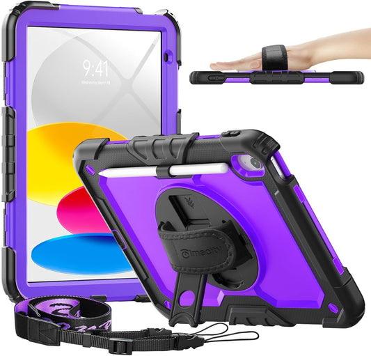 timecity for iPad (A16) 11th/ 10th Generation Case 11''/ 10.9 Inch (2025/2022) - Heavy Duty Protective Cover with Screen Protector, Stand, Shoulder Strap & Pencil Holder | Kids-Friendly - Purple