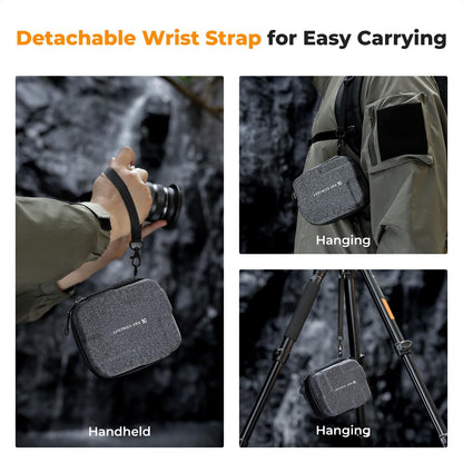 K&F Concept 10 in 1 Lens Filter Case, Hard Shell Camera Filter Pouch Up to 95mm with Hand Strap, Waterproof Camera Lens Filter Storage Wallet for ND UV CPL Filter Pouch