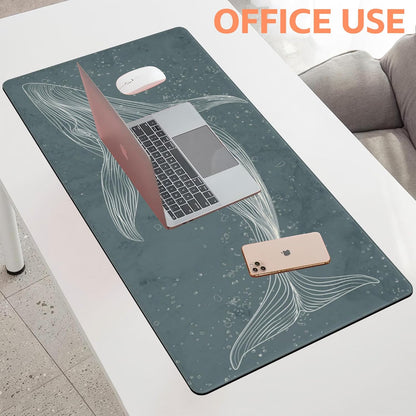 Mouse Pad Large Hand Drawn Whale Non-Slip Gaming Desk Mat with Stitched Edge Laptop Keyboard Desk Pad for Work Home Gaming (35.4 x 15.7 Inches)