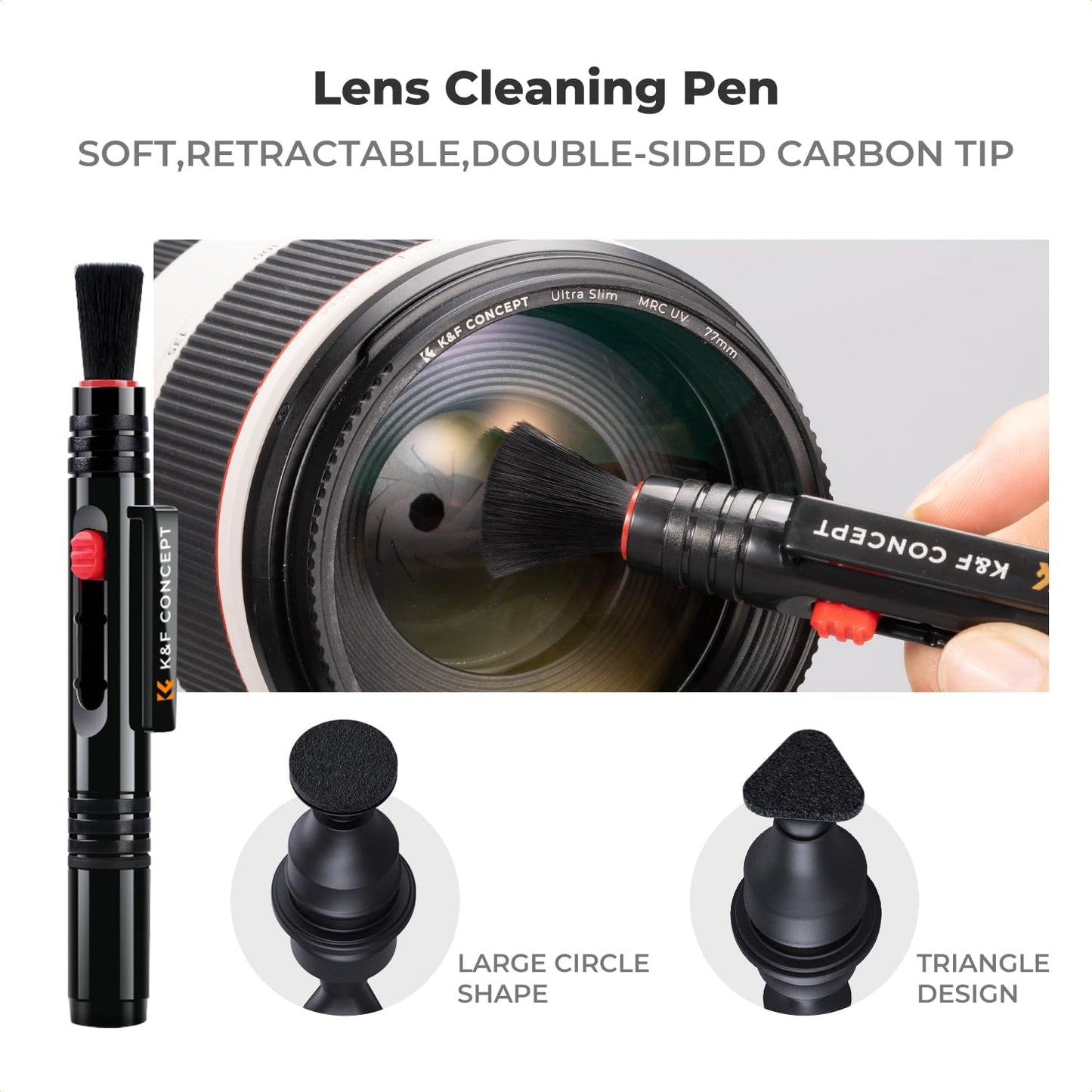 K&F CONCEPT 15-in-1 Camera Lens Cleaning Kit with Camera Blower, Glasses Wipes*10, Cleaning Liquid, Microfiber Cleaning Cloth*2, Lens Cleaning Pen for DSLR Camera Lens Filter Cell Phones