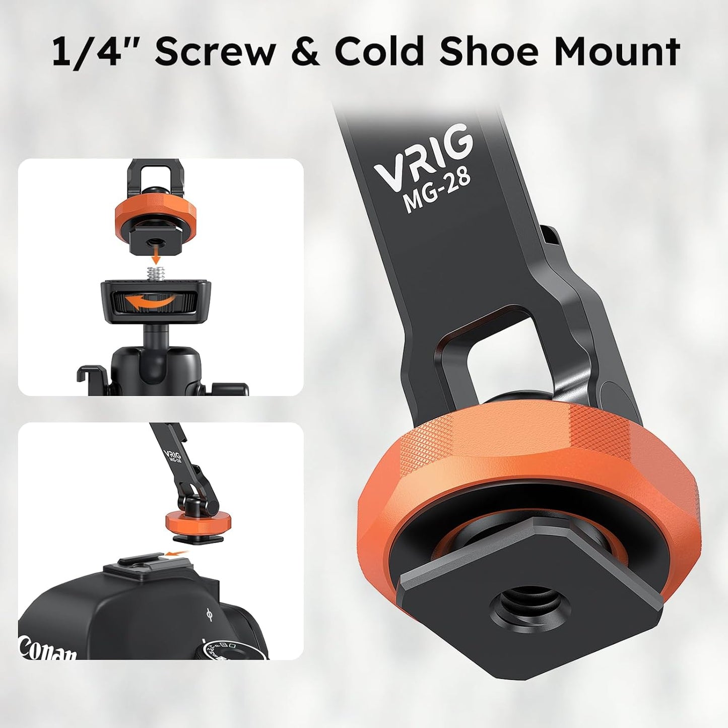 VRIG MG-28 Magnetic Phone Tripod Mount,1/4" Thread Cold Shoe 360° Rotation,for iPhone16 15 14 13 12 Pro All Series,Magnetic Ring Magsafe iPhone Tripod Mount Adapter