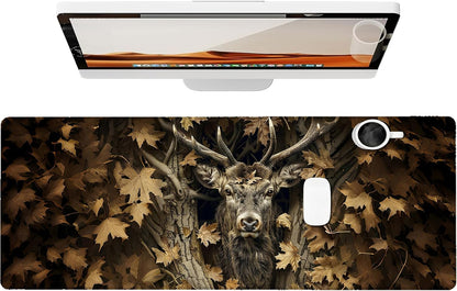 Majestic Deer Gaming Mouse Pad, Large Office Desk Mat, Anti-Slip Rubber Base Mousepad for Computer Laptop Keyboard, Smooth Desk Pad for Home Office Gamer Work Accessories 31.5" x 11.8"