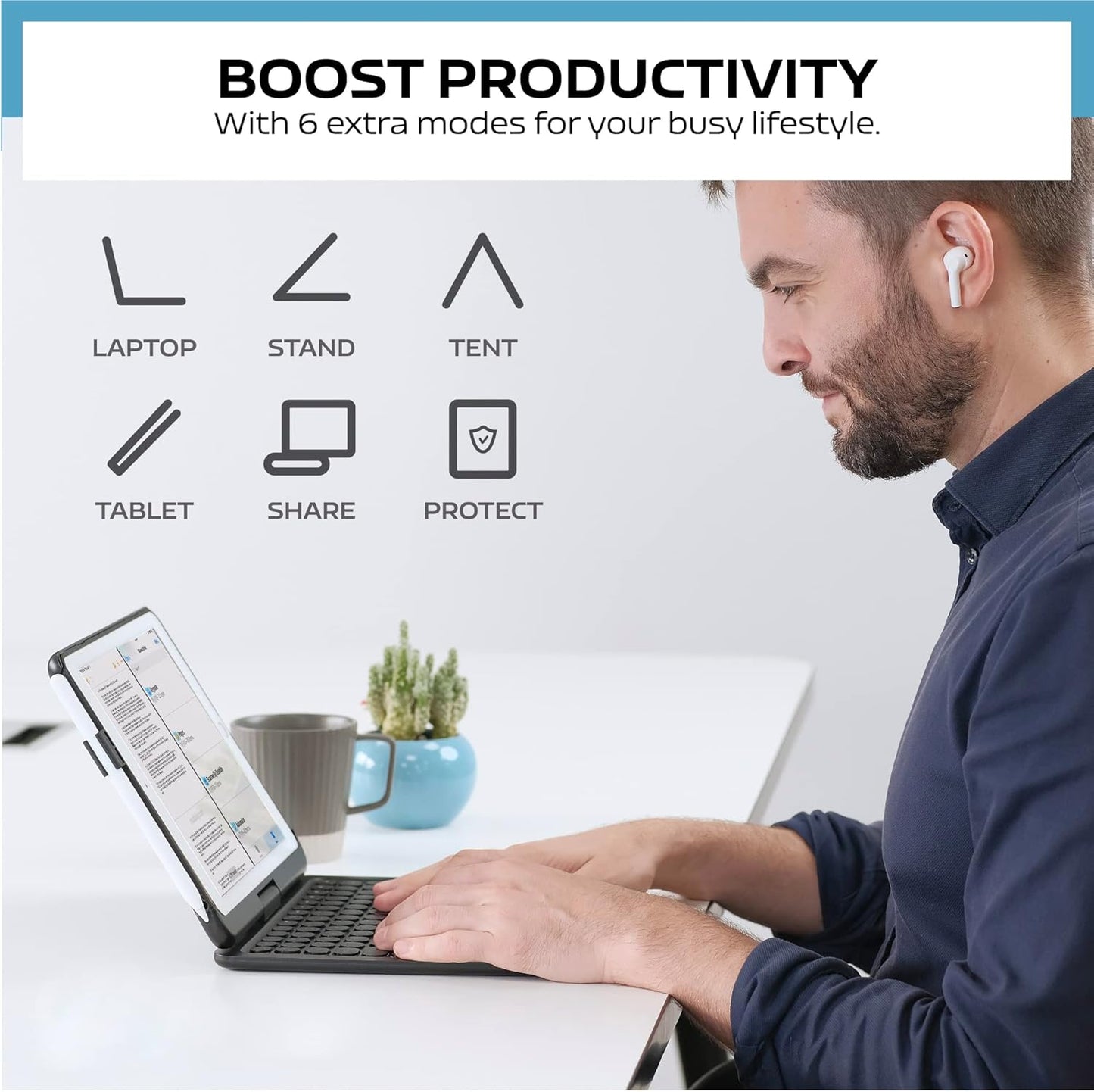 QUARK Keyboard Case for iPad Pro 9.7 inch 6th Gen / 5th Gen, 360° Rotatable Wireless Keyboard Case for iPad Air 2 & Air 1 with Multi-Touch Trackpad, Thin & Light, 7 Color Backlit (Black)