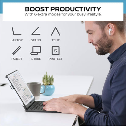 QUARK Keyboard Case for iPad Pro 9.7 inch 6th Gen / 5th Gen, 360° Rotatable Wireless Keyboard Case for iPad Air 2 & Air 1 with Multi-Touch Trackpad, Thin & Light, 7 Color Backlit (Black)