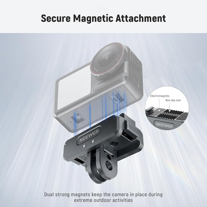 NEEWER Upgraded Magnetic Mount Adapter Compatible with DJI Osmo 360 / Action 5 Pro/4/3, Quick Release Action Camera Mount Vlogging Accessories with 1/4" Tripod Thread, AC011 Dark Gray