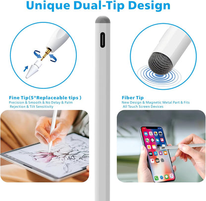 Stylus Pen for iPad11/10/9thGen,with Polishing Cloth,Tilt Sensitivity,Palm Rejection,for Pad Air11/13inch(M3/2), iPad Pro11/13/inch (M4),iPad Mini6/5th,iPad Pro 11/12.9 inch