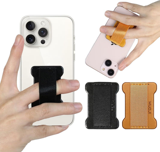 Universal Phone Grip for Smartphones - Phone Holder for Hand for Back of Phone - Wireless Charging Compatible - 2Pack (Black Brown)