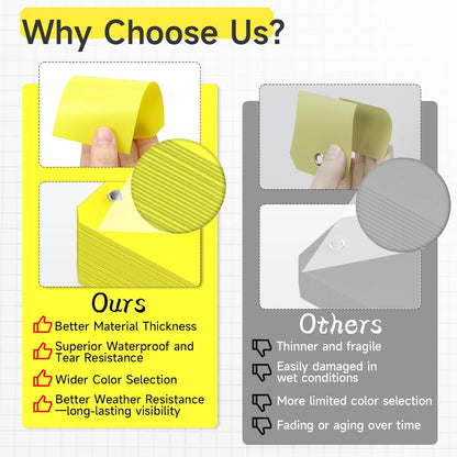 100Pcs Shipping Tags with Wire Ties Plastic Hang Tags for Labeling Blank Tags with Holes Waterproof Equipment Moving for Outdoors Auto Parts Luggage Garage Inventory(Yellow, 4 3/4" x 2 3/8")