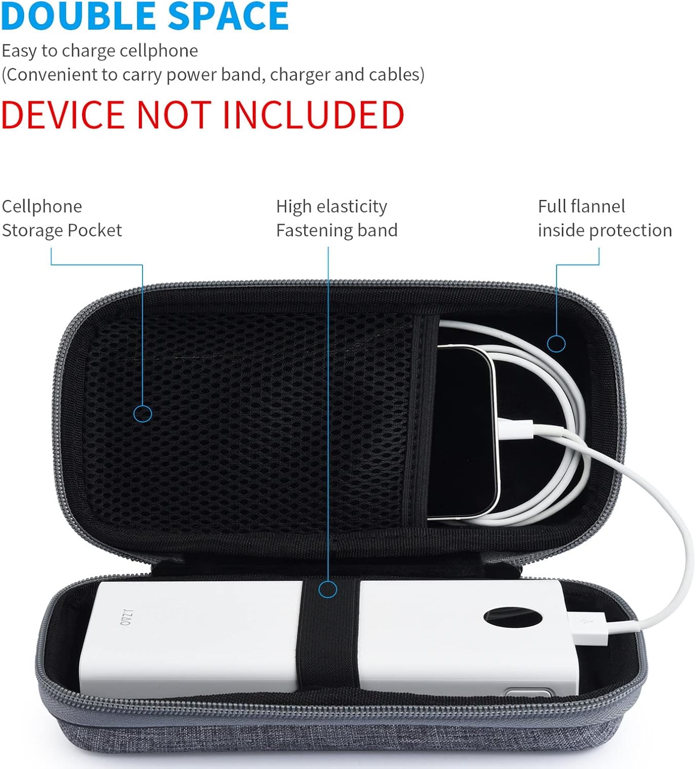 Power Bank Case for INIU 20000mAh Power Bank, Portable Charger Case for Durecopow 20000mAh Solar Power Bank and iMuto 30000mAh Power Bank with Carabiner