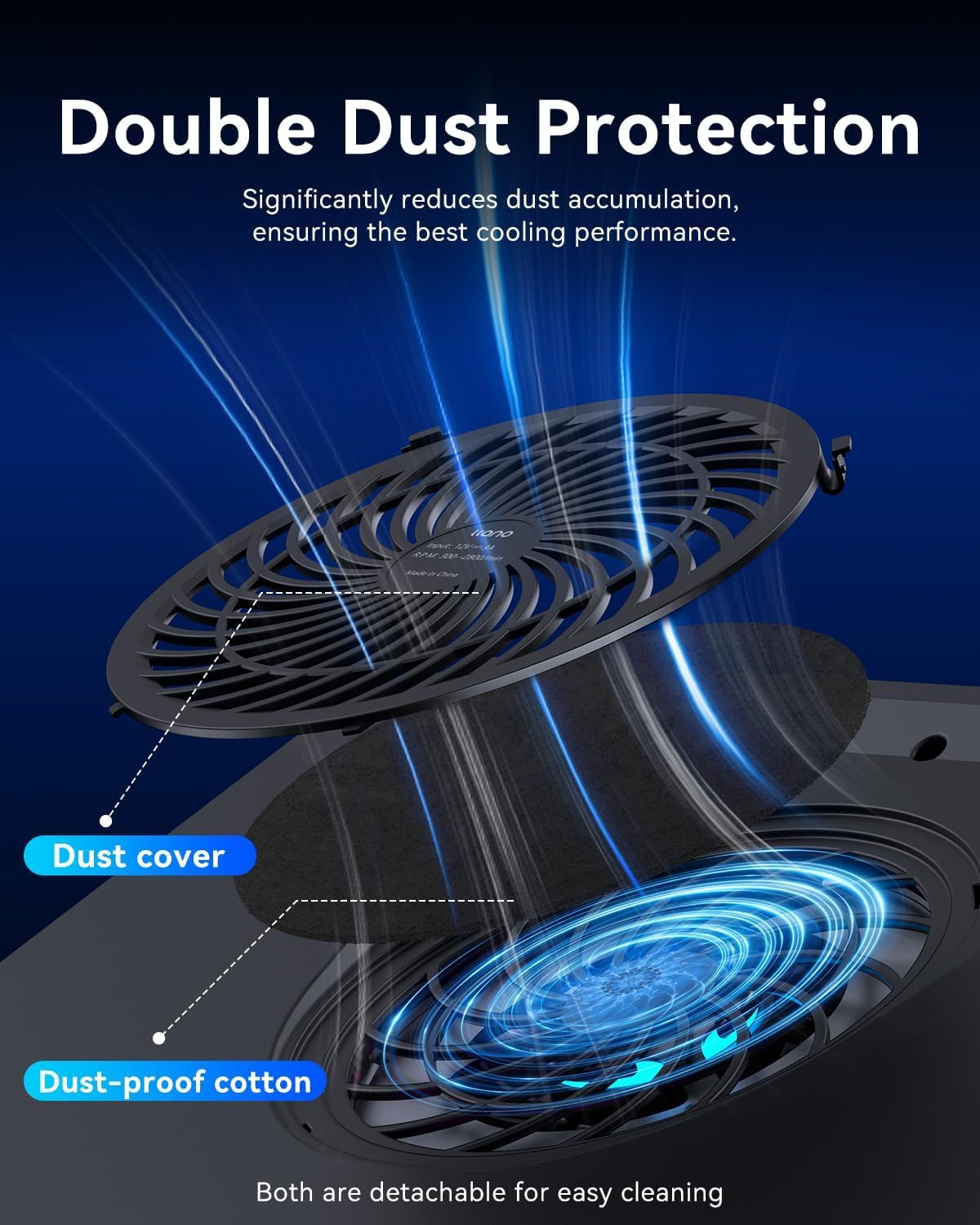 llano V12 RGB Laptop Cooling Pad, Gaming Laptop Cooler with 5.5 Inch Powerful Turbofan, Fast Cooling Laptop 15.6-21in, Adjustable Speed, Touch Control, LCD Screen, Black