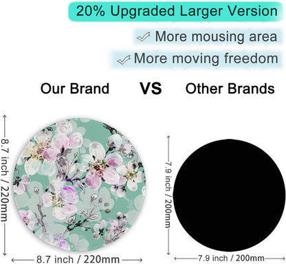 ITNRSIIET Round Mouse Pad with Stitched Edge Premium-Textured Waterproof Non-Slip Rubber Base Desktop Protection Mat Diameter 8.7 inches, Beautiful Flower Art