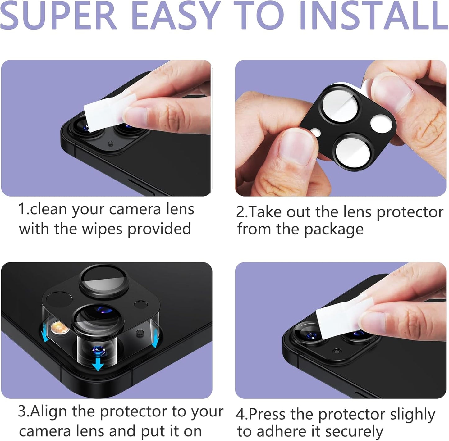 2 Pack Camera Lens Protector for iPhone 14 / iPhone 14 Plus,[Not Easy to Breakn ] AR Tempered Glass Strong Adsorption Metal Camera Cover Screen- silvery