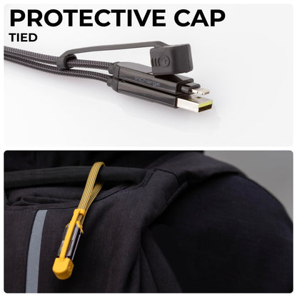 Rolling Square inCharge XL 6-in-1 Multi Charging Cable, Portable USB and USB-C Cable with 100W Ultra-Fast Charging Power, 1 Ft/0.3m, Urban Black