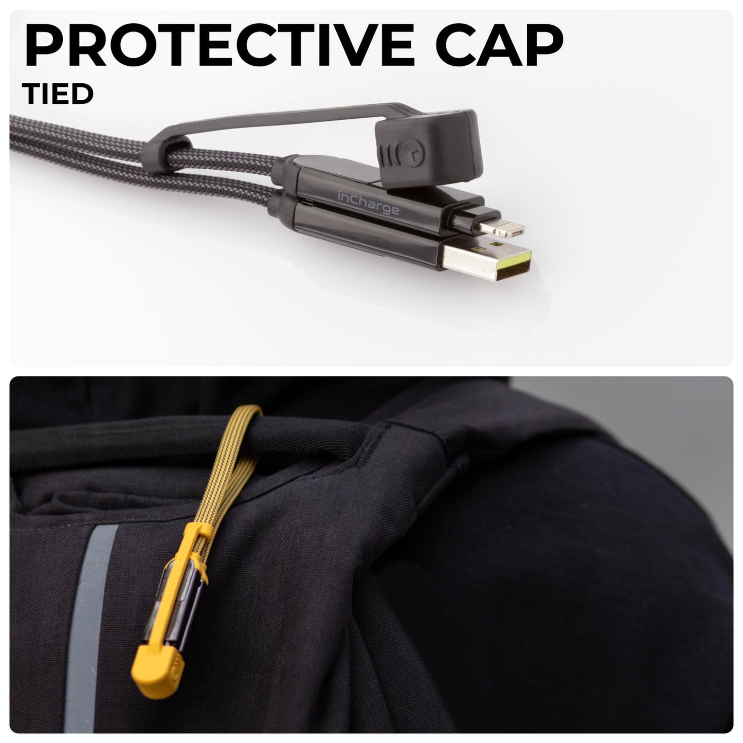 Rolling Square inCharge XL 6-in-1 Multi Charging Cable, (3X Pack) Portable USB and USB-C Cable 100W Ultra-Fast Charging, 1 Ft/0.3m, Black