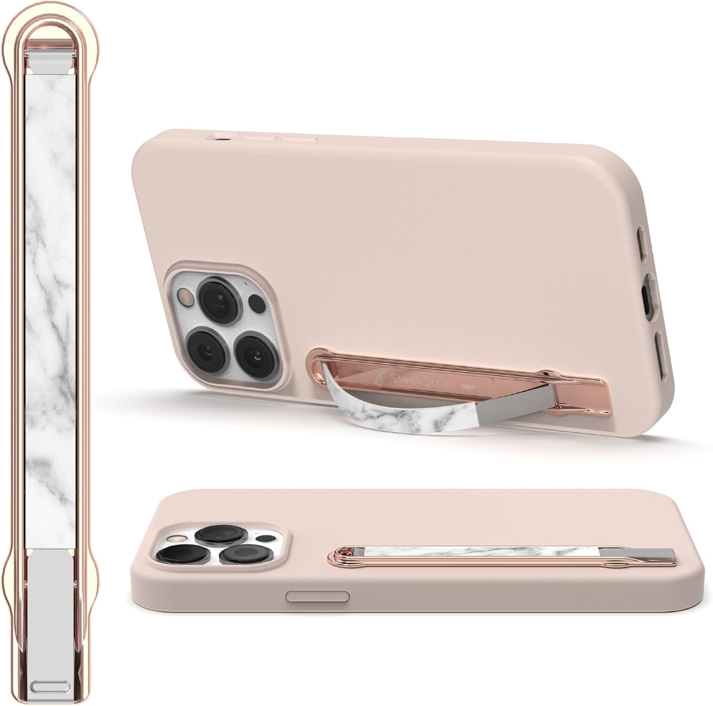 SleekGrip Premium: Swappable Phone Stand & Phone Grip - Ultra Thin Convertible Grip Holder Fits Most iPhone and Android Cases, Phone Strap Compatible with Wireless Chargers and Car Mounts