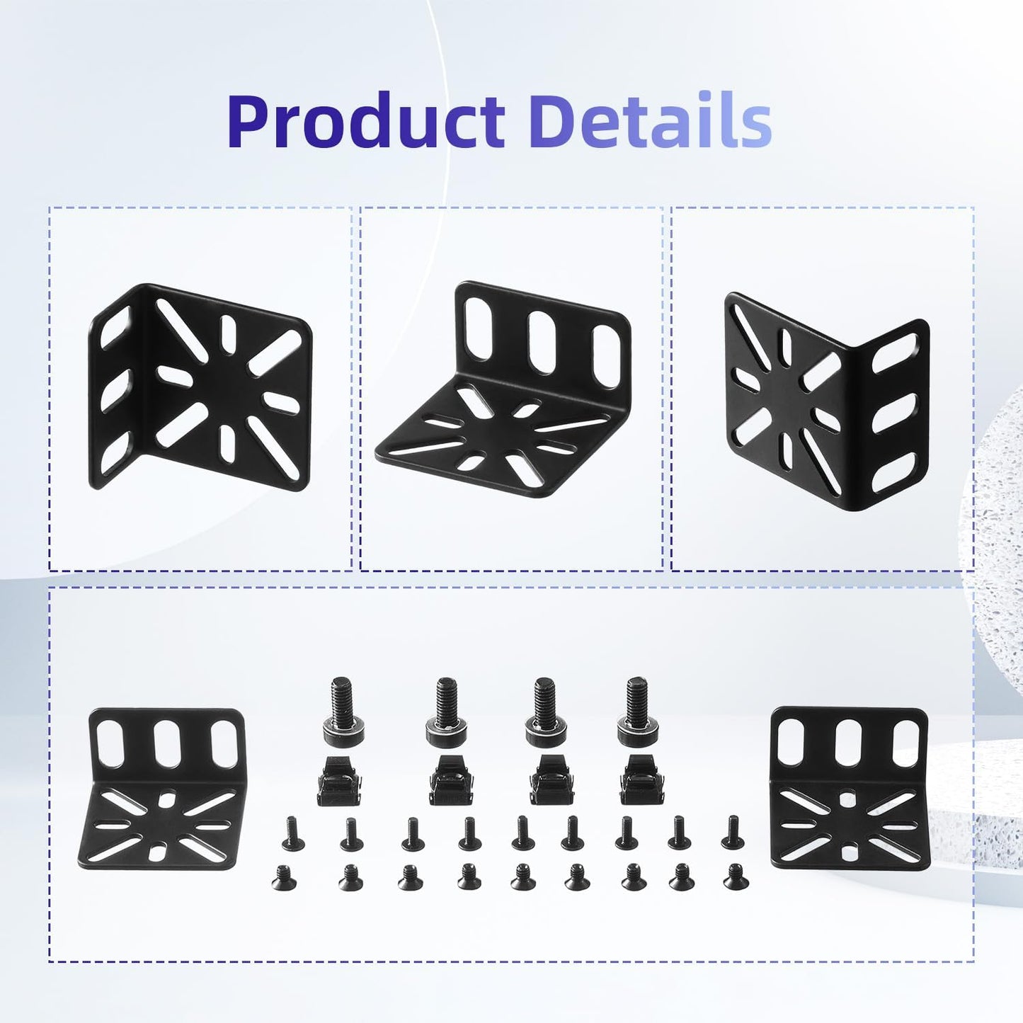 Rack Mount Kit for 17.3 inch Switches, Adjustable Rack Ears for Buffalo Tech, Cisco, NETGEAR,Dell, D-Link, Linksys and TRENDnet Products, Adjustable Hole Distance 13-35mm